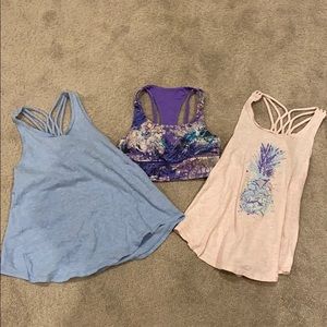 Cute tank tops and matching bra! Size 8!